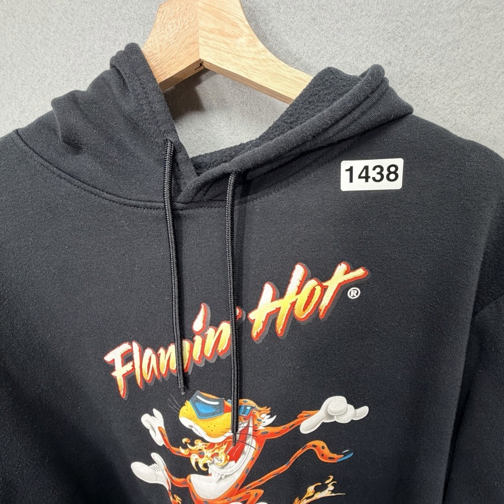 Cheetos Flamin' Hot Chester Cheetah Hoodie Black Graphic Pullover Men's Large - Picture 6 of 7